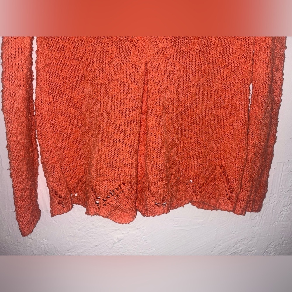 [Anthropologie] Yellow Bird Sparrow Coral Knit Scalloped Edged Sweater Size XS - Picture 5 of 6